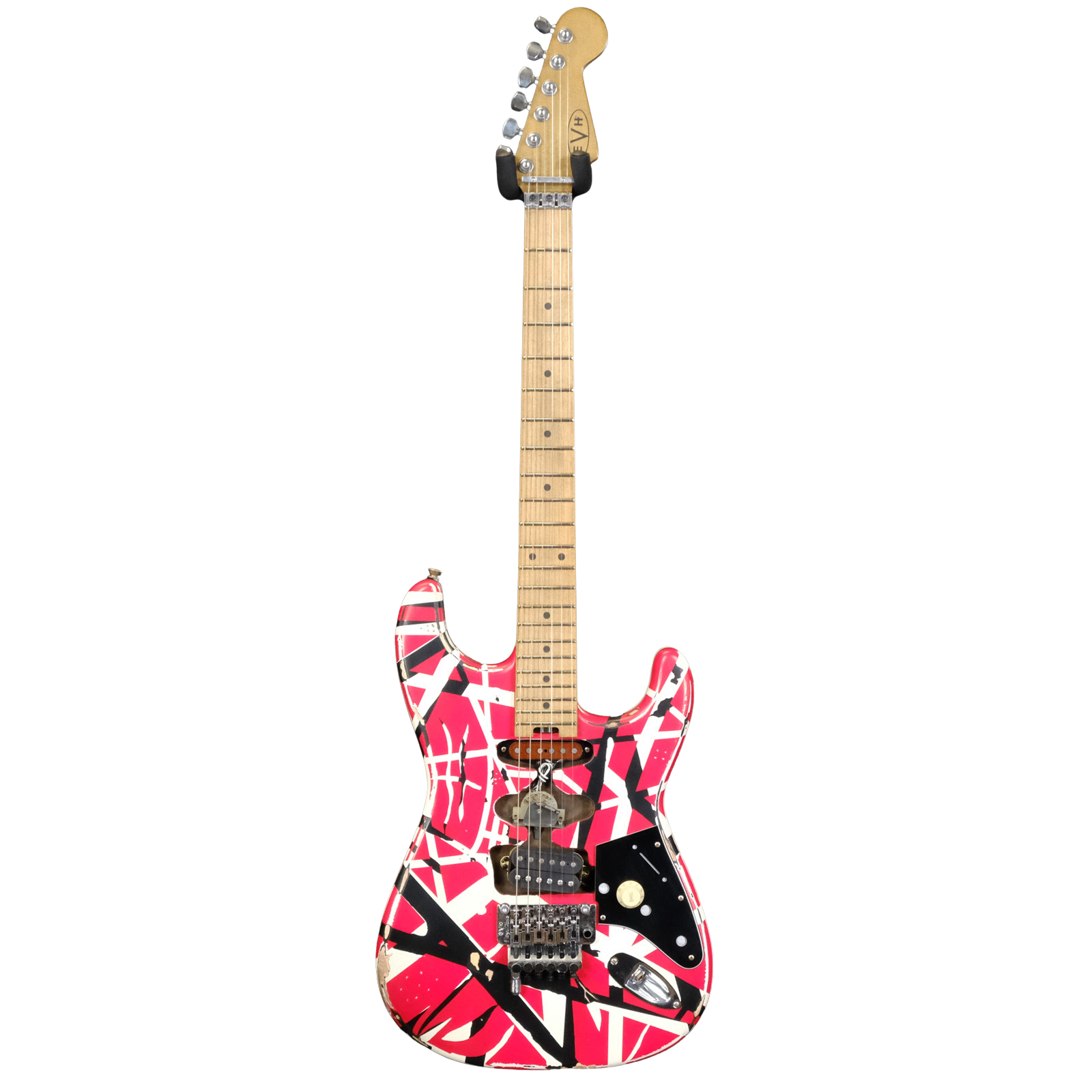 EVH Striped Series Frankie - Red with Black and White Stripes Relic