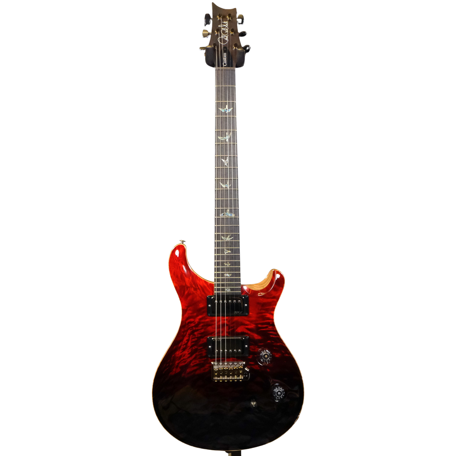 PRS Wood Library Custom 24 10-Top Quilted Maple - Fire Red Gray Black