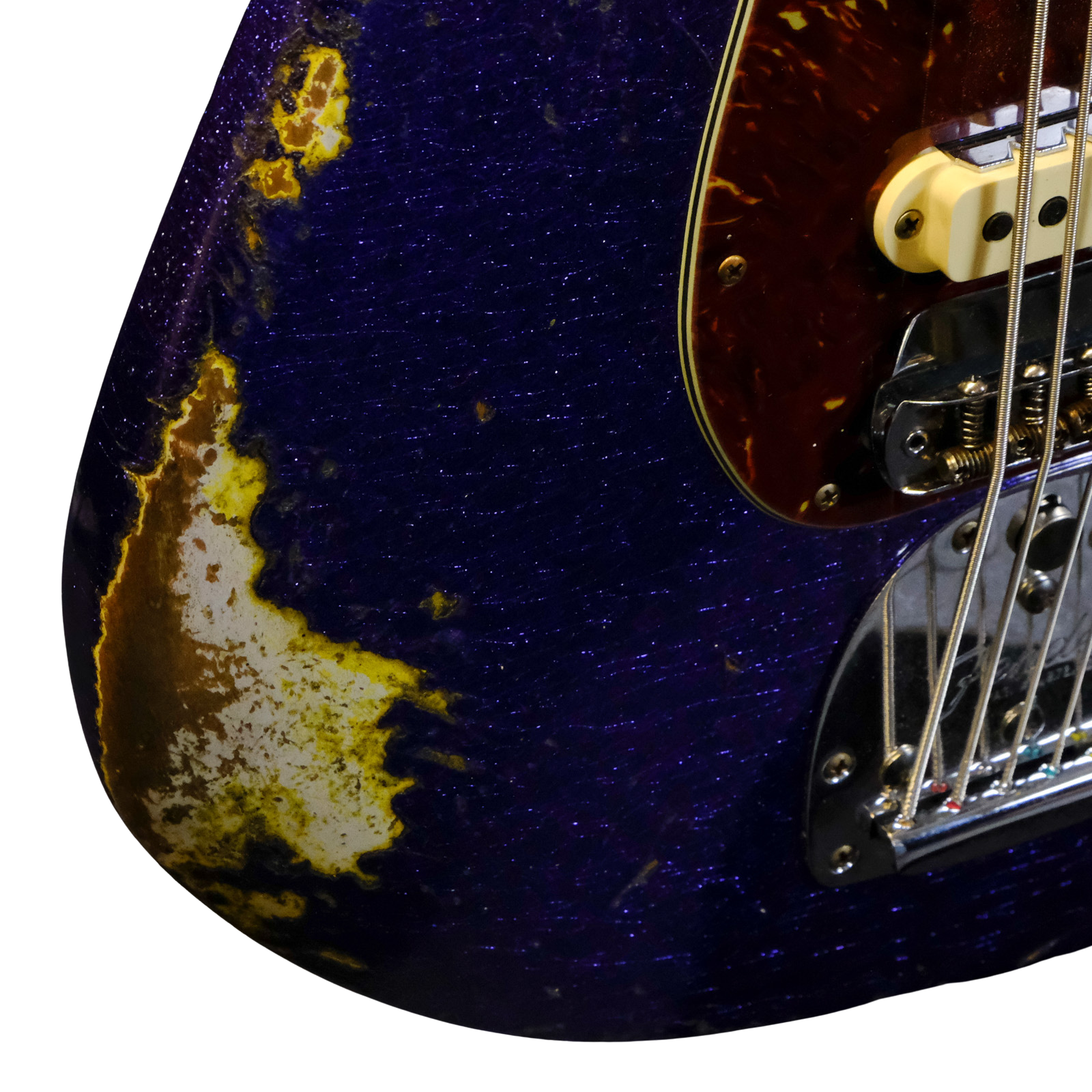 Fender Custom Shop Bass VI Journeyman Relic - Purple Sparkle over Graffiti Yellow