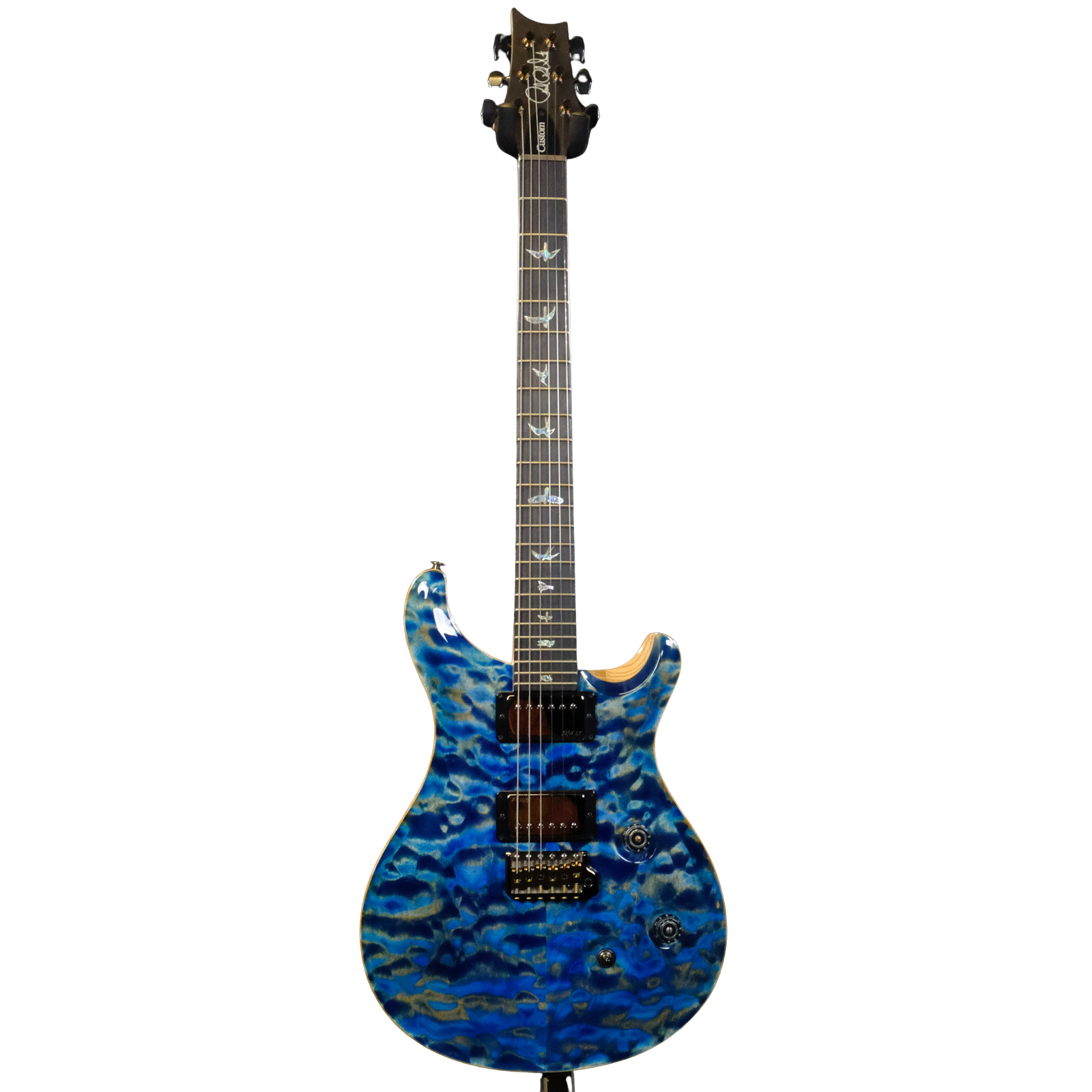PRS Wood Library Custom 24 10-Top Quilted Maple -  Faded Blue Jean with Natural Back