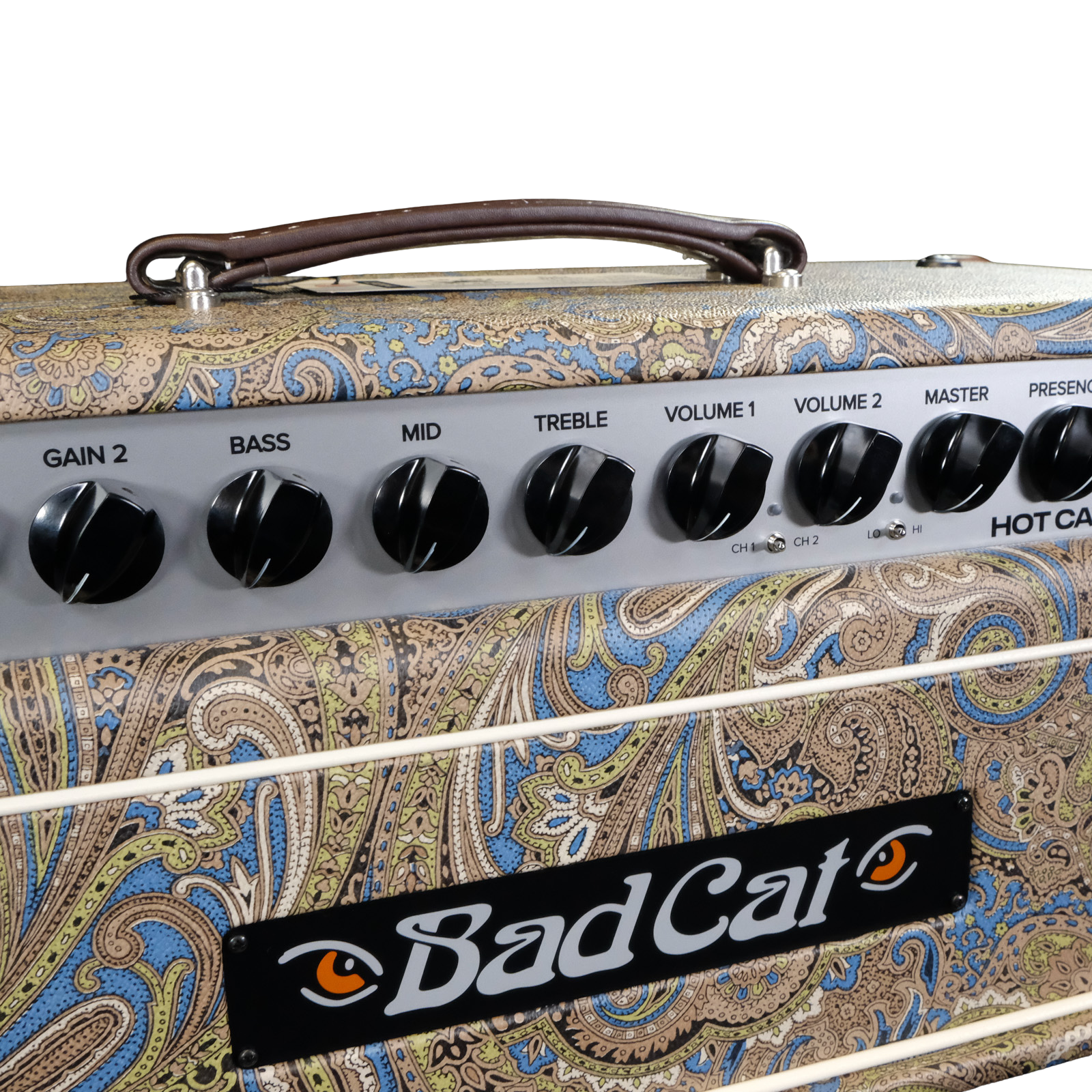 Bad Cat Mod Shop Hot Cat 50 Head and 1x12 Extension Cabinet - Custom Blue and Brown Paisley