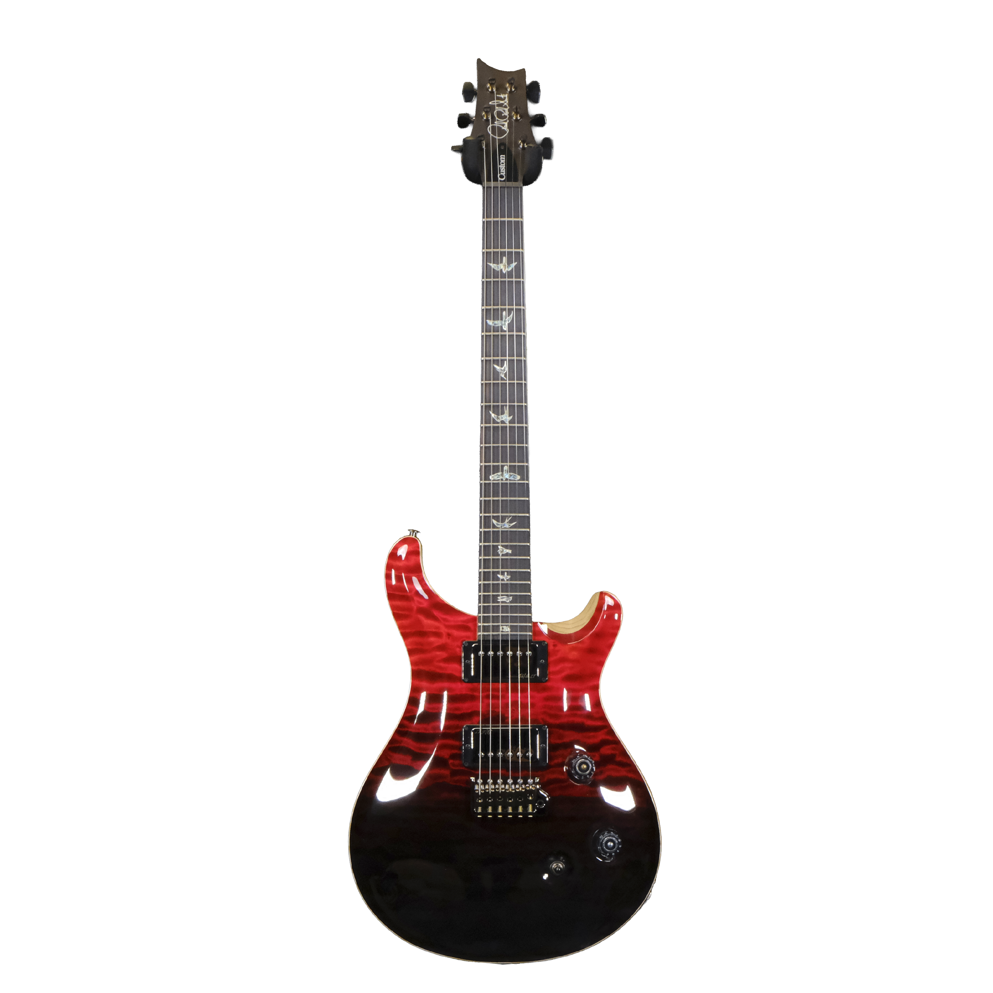 2025 PRS Wood Library Custom 24 10-Top Quilted Maple -  Fire Red Gray Black Fade with Natural Back
