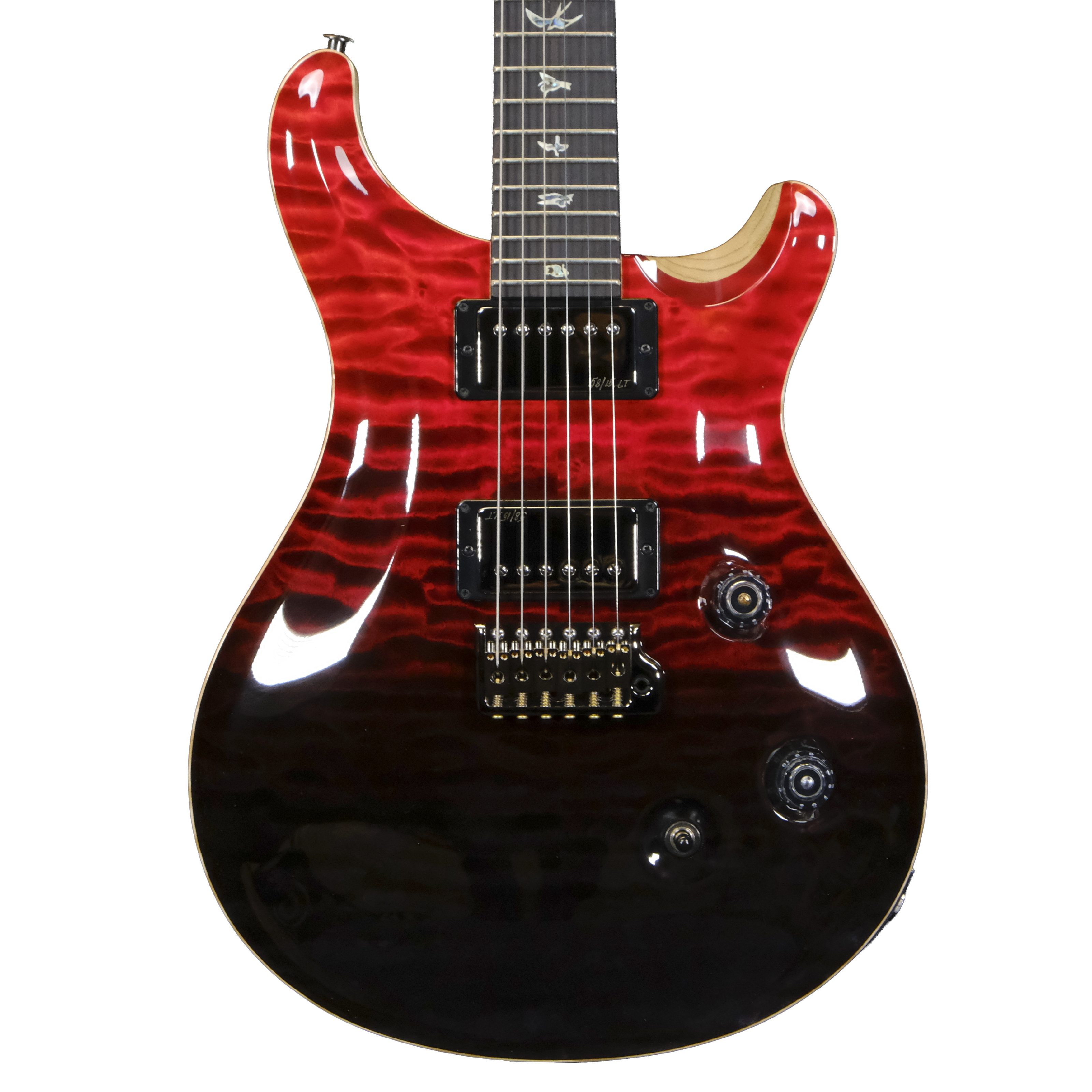 2025 PRS Wood Library Custom 24 10-Top Quilted Maple -  Fire Red Gray Black Fade with Natural Back