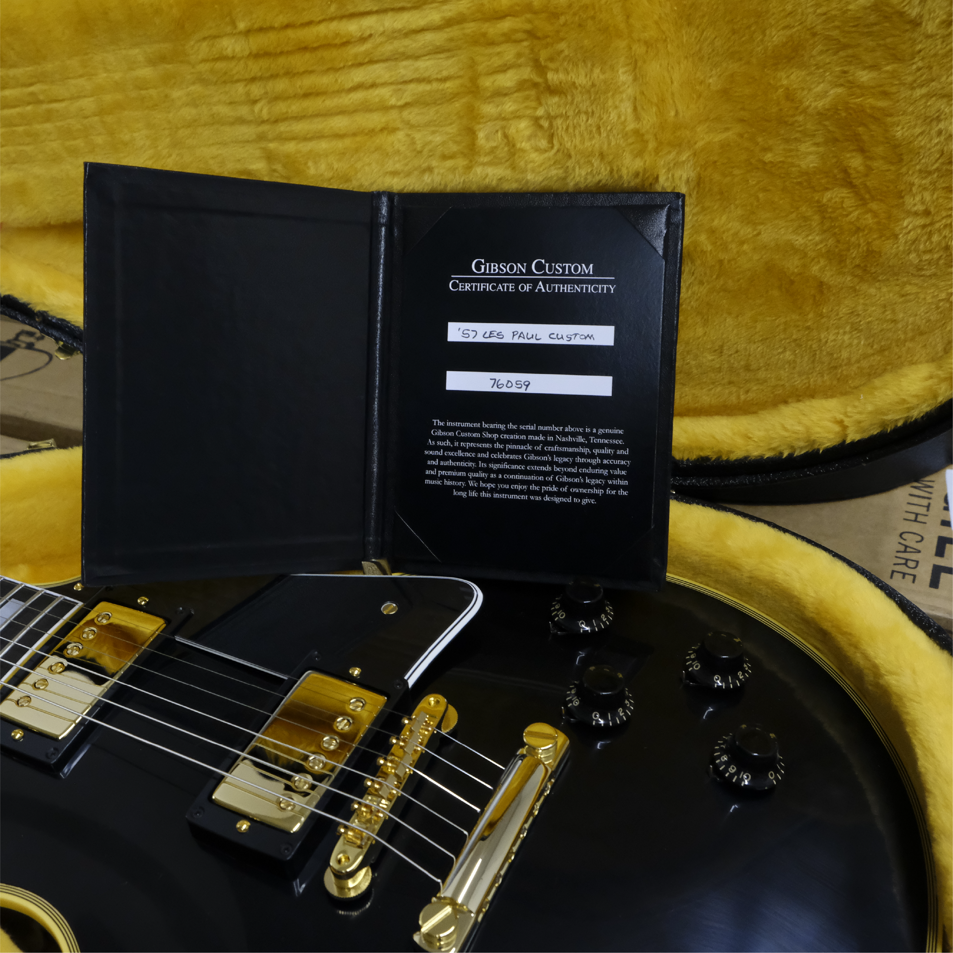 Gibson Custom 1957 Les Paul Custom Reissue VOS Electric Guitar-Ebony 2-Pickup