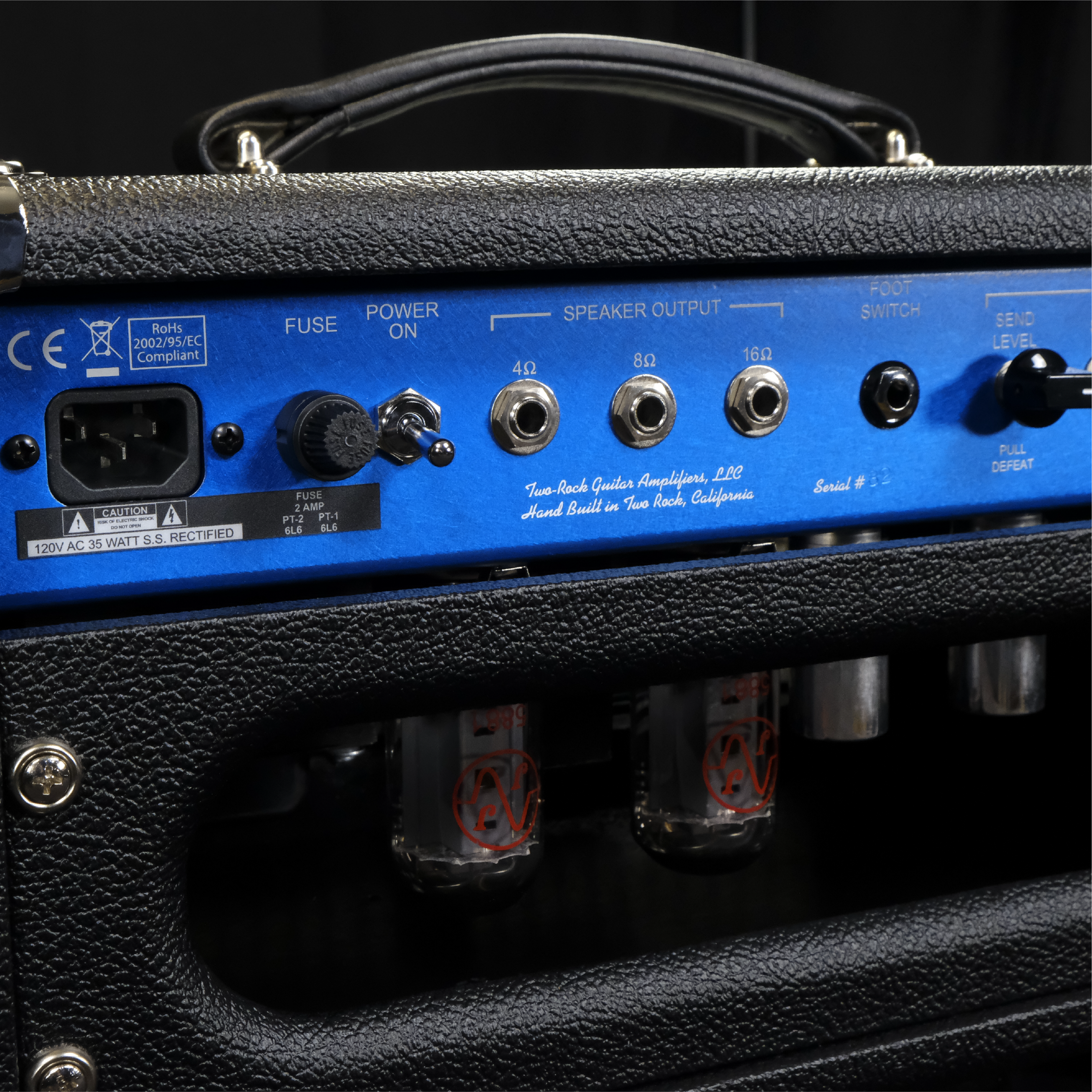 Two-Rock Studio Overdrive Head - Black Bronco with Blue Smoke Cloth