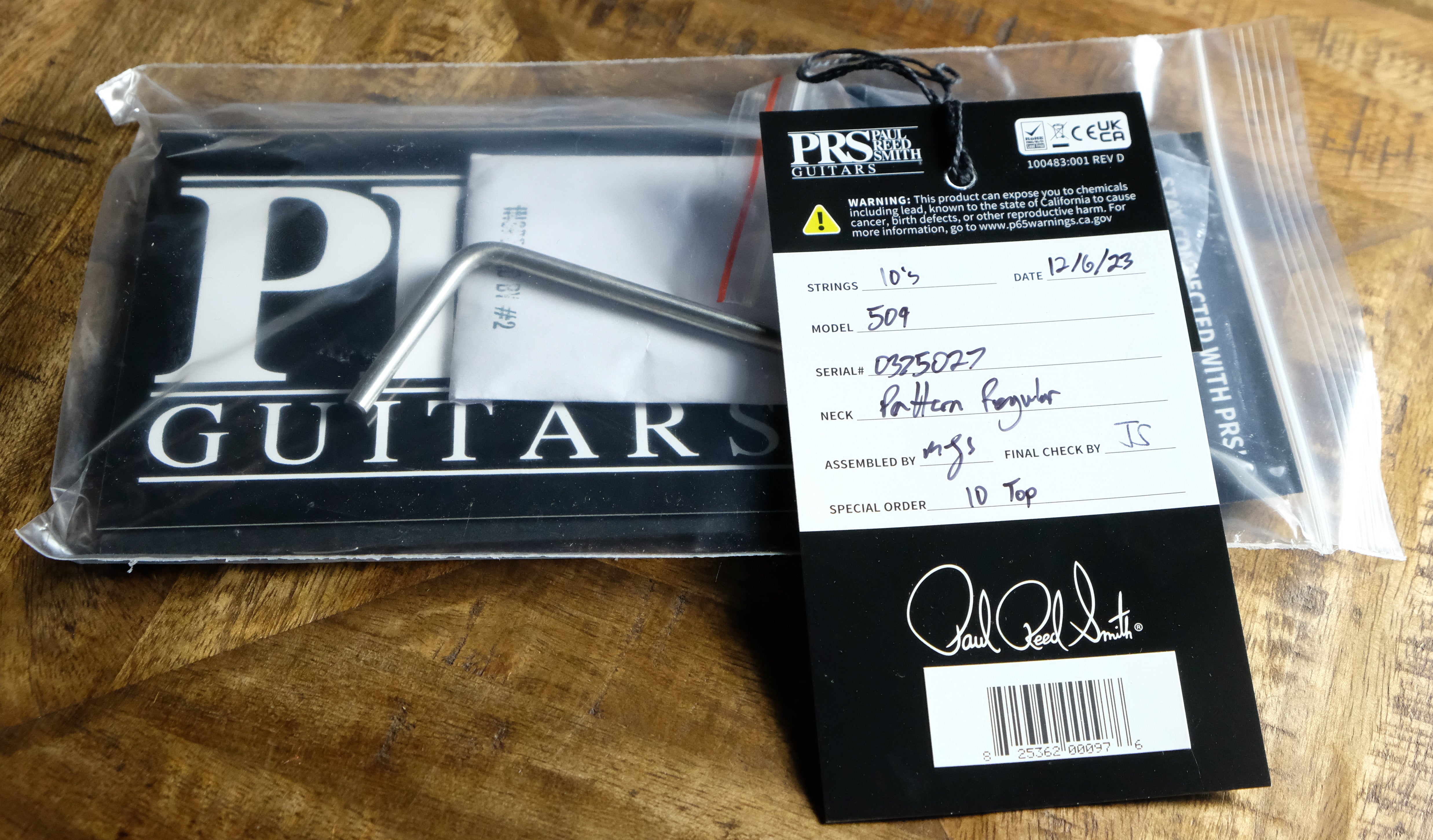 PRS 509 Electric Guitar - Yellow Tiger 10 Top - Palen Music