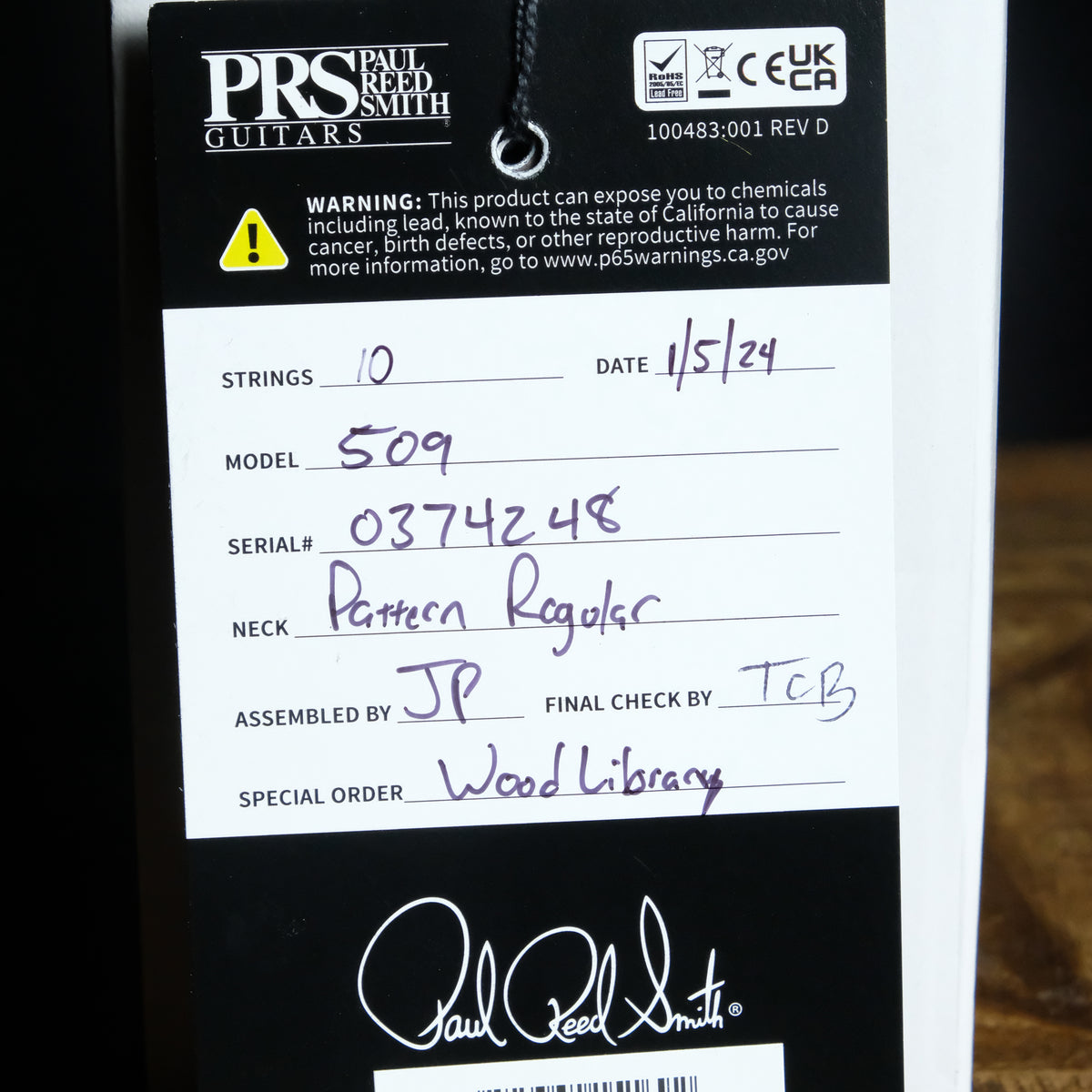 PRS 509 Wood Library Electric Guitar - Copperhead Burst - Palen Music