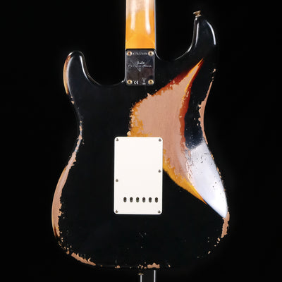 Fender Custom Shop 1960 Stratocaster Heavy Relic Electric Guitar - Aged Black over 3-color Sunburst - Palen Music