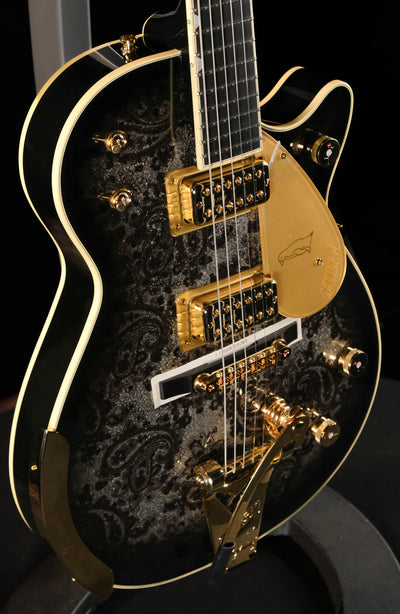 Gretsch G6134TG Limited-edition Paisley Penguin Electric Guitar - Blackburst over Black and Silver Paisley Sparkle - Palen Music