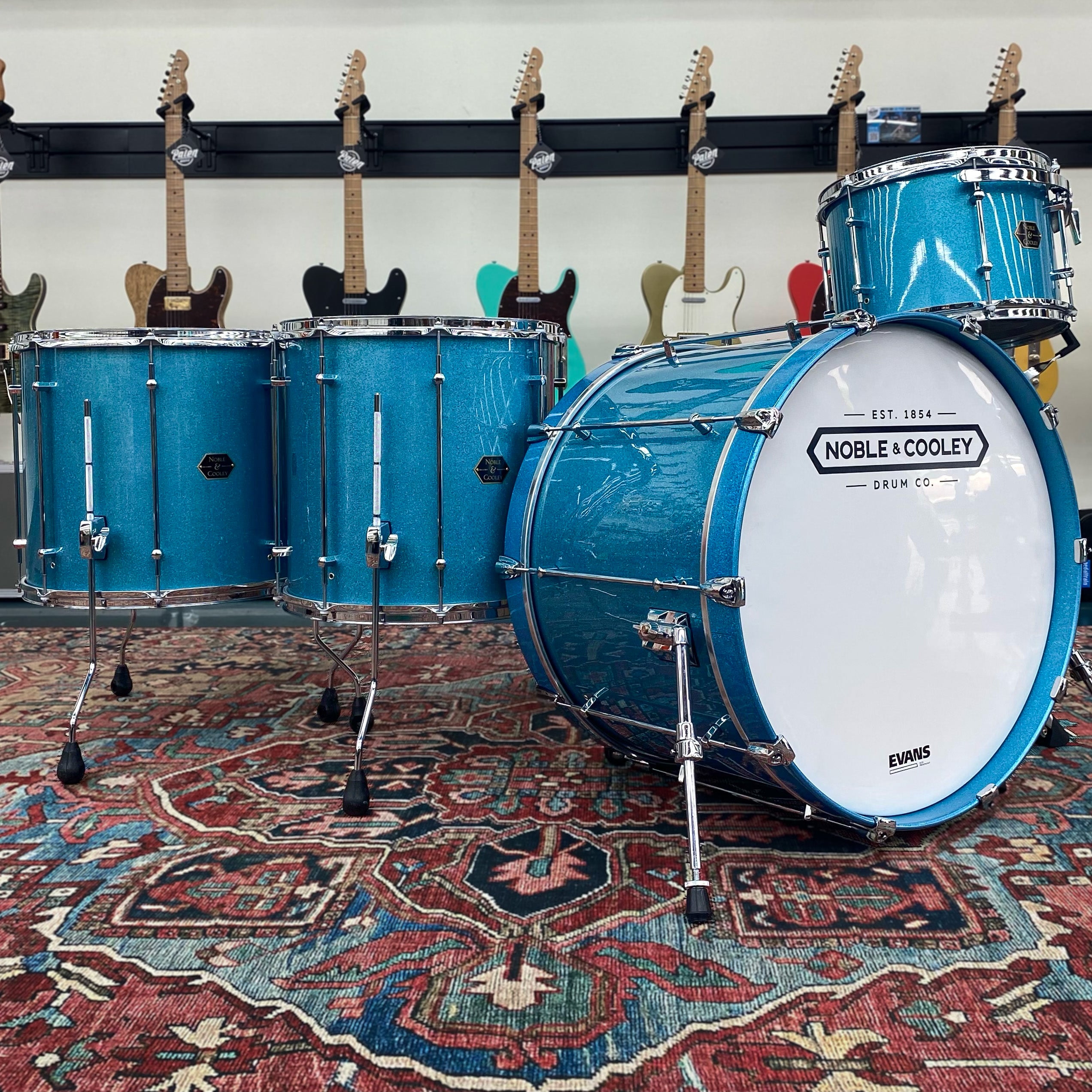 Noble & Cooley Walnut Classic Series Shell Kit 24, 13, 16, 18 - Light Cairo Blue - Palen Music