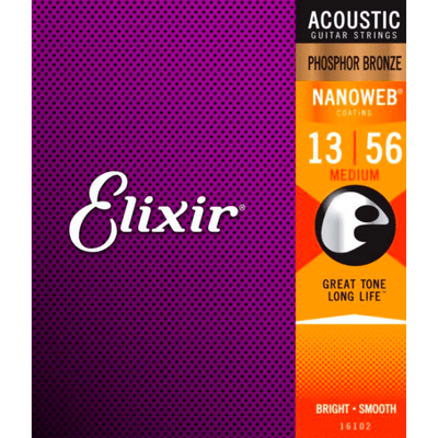 Elixir Strings Nanoweb Phosphor Bronze Acoustic Guitar Strings (.013-.056) - Palen Music