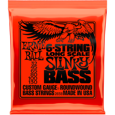 Ernie Ball Slinky Nickel Wound Long Scale 6-String Electric Bass Guitar Strings (.032-.130) - Palen Music