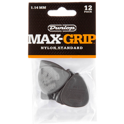 Dunlop 12-pack Nylon 1.14mm Max Grip Guitar Picks (Grey) - Palen Music