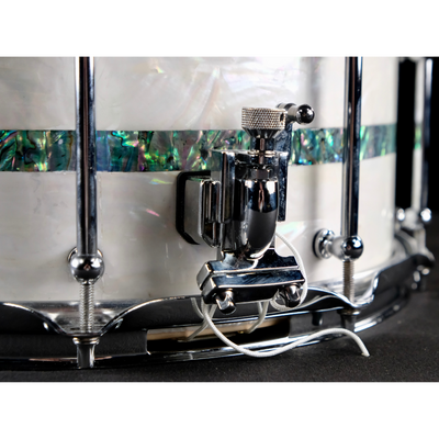 C&C Drum Co Gladstone Maple Snare Drum  - White Donkey Ear Abalone with Black Pua Inlay - Palen Music