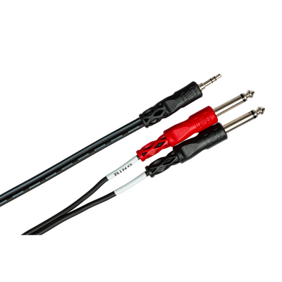 Hosa 3' Stereo Breakout Cable - 3.5mm TRS Male to Dual 1/4" TS Male - Palen Music
