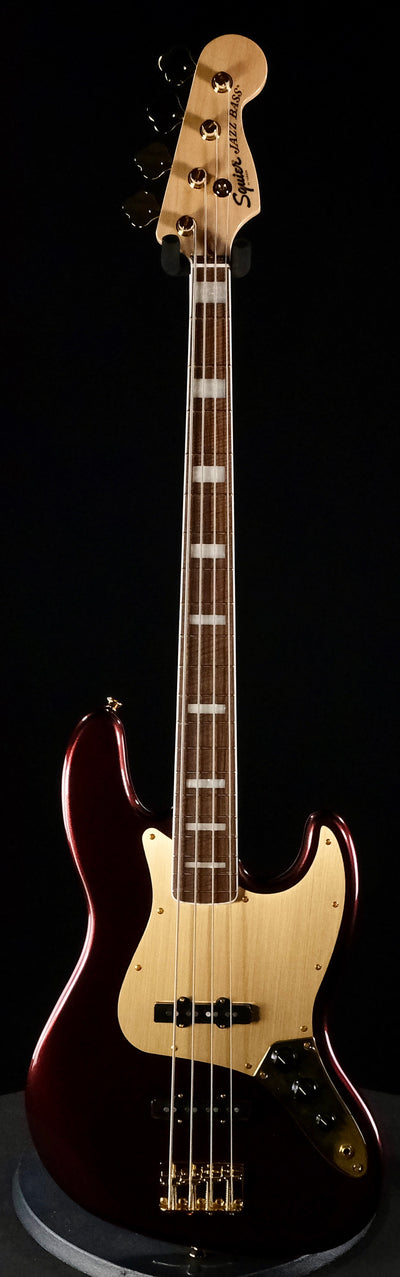 Squier 40th Anniversary Gold Edition Jazz Bass - Ruby Red Metallic - Palen Music
