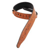 Levy Kokopelli Tooled Leather Strap - Tan - Palen Music