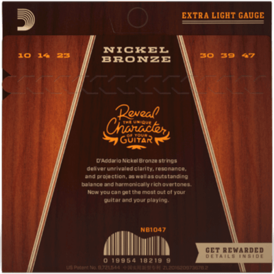 D'Addario Nickel Bronze Acoustic Guitar Strings (.010-.047) - Palen Music