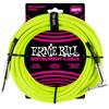 Ernie Ball 10' Braided 1/4" Instrument Cable (Neon Yellow) - Palen Music