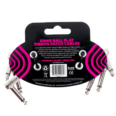 Ernie Ball 3" Flat Ribbon Pedalboard Patch Cable 3-pack (White) - Palen Music