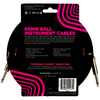 Ernie Ball 18' Braided Right Angle 1/4" Instrument Cable (Red Black) - Palen Music