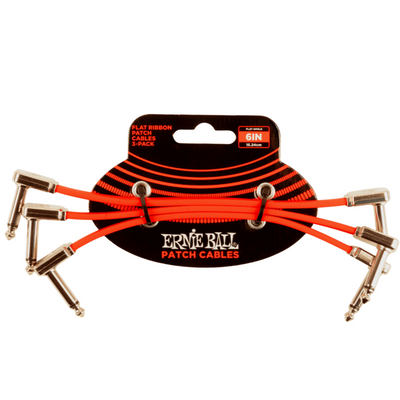 Ernie Ball 6" Flat Ribbon Pedalboard Patch Cable 3-pack (Red) - Palen Music