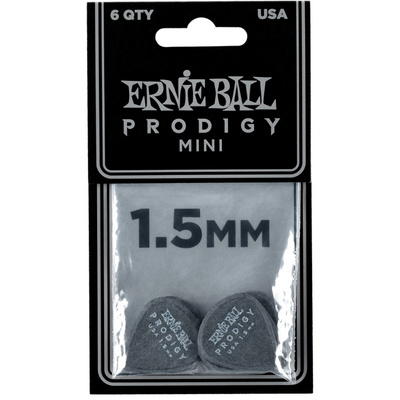Ernie Ball 6-pack Mini Prodigy 1.5mm Guitar Picks (Black) - Palen Music