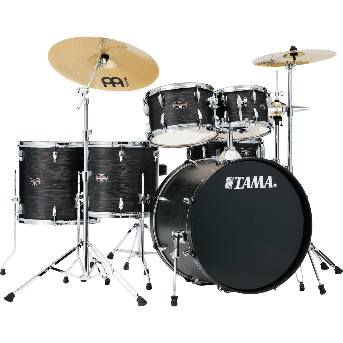 Tama Imperialstar IE62C 6-piece Complete Drum Set with Snare Drum and Meinl Cymbals (Black Oak Wrap) - Palen Music